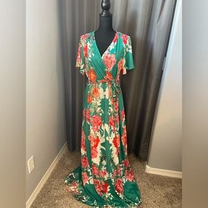 Floral Green Maxi Dress